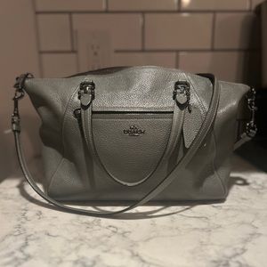 EUC VINTAGE COACH PRAIRIE GRAY COLOR PEBBLE LEATHER MED CROSSBODY SATCHEL BAG